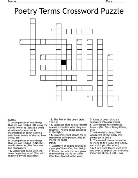 Poetry Terms Crossword Answer Key Kindle Editon