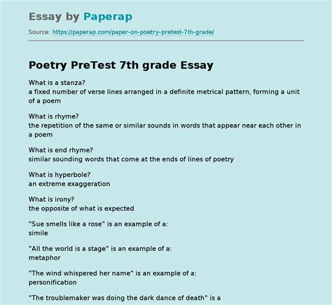 Poetry pretest with answers Ebook Doc