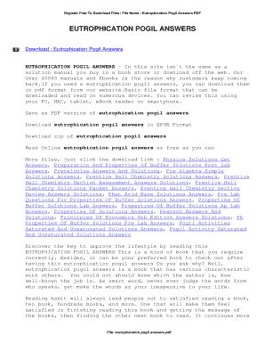 Pogil Activities For Ap Biology Answers Eutrophication Reader