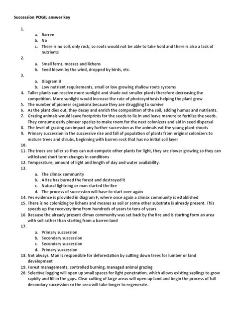 Pogil Answer Key Succession Reader