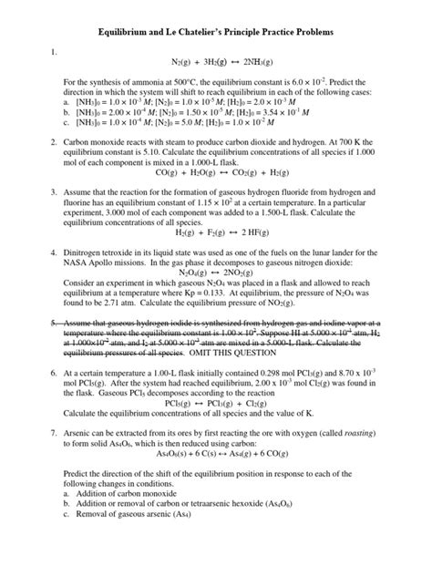 Pogil Equilibrium And Le Chatelier Answers Doc