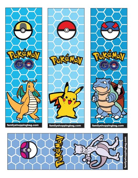 Pokemon Bookmarks Printable