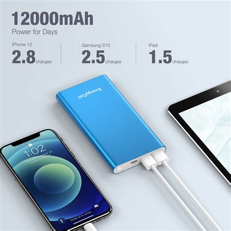 Polanfo 12000mAh Portable External Battery Blue Reader