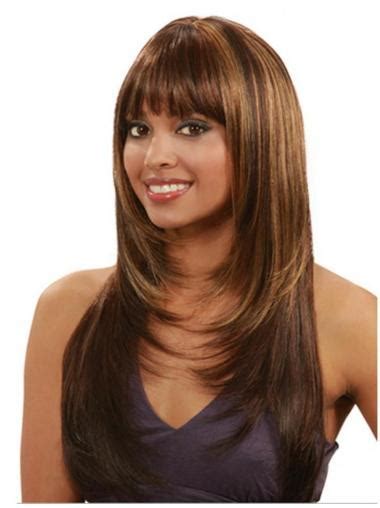 Polite Auburn Straight Long Human Hair Wigs & Half Wigs