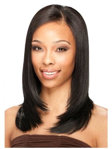 Polite Black Straight Shoulder Length U Part Wigs