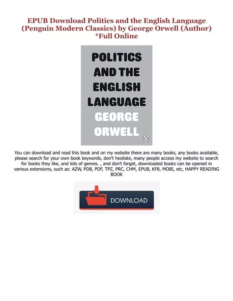 Politics and the English Language Penguin Modern Classics Doc