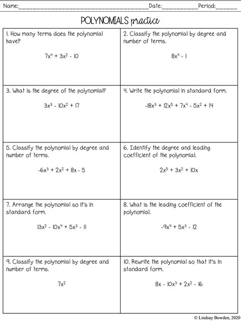 Polynomial Algebra Answer Key Reader