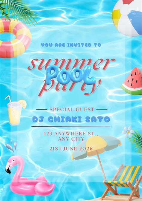 Pool Party Invitations Templates