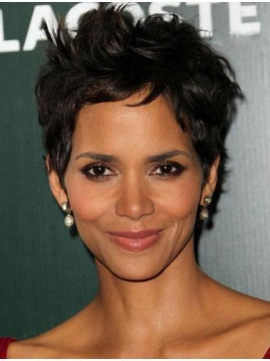 Popular Black Wavy Cropped Halle Berry Wigs