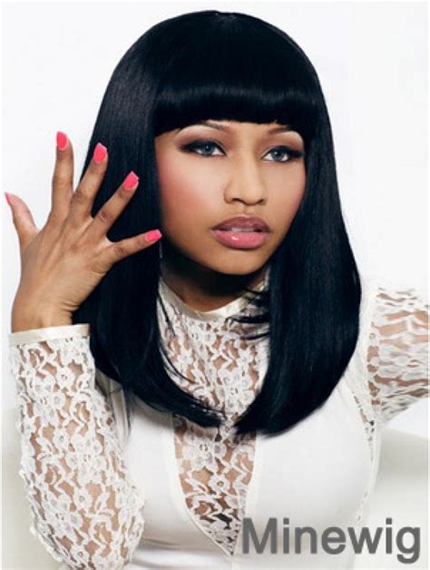 Popular Black Wavy Shoulder Length Nicki Minaj Wigs