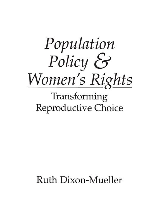 Population Policy and Women's Rights Transforming Reproductive Choice Kindle Editon