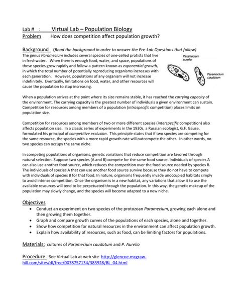 Populations Biology Virtual Lab Answers Reader