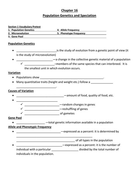 Populations Genetics And Speciation Answer Key Epub