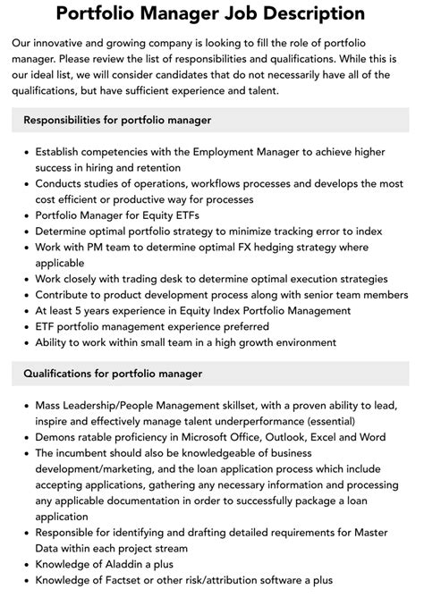 Portfolio Manager Jobs: A Comprehensive Overview