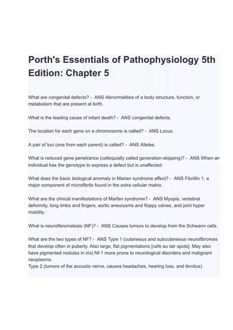 Porth Essentials Pathophysiology Study Guide Answers PDF