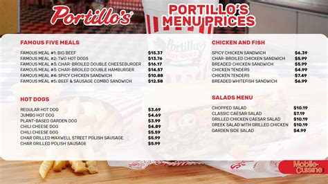 Portillo's Printable Menu With Prices