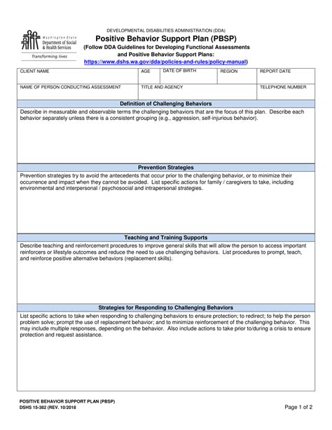 Positive Behavior Support Plan Templates: Fill In The Blanks