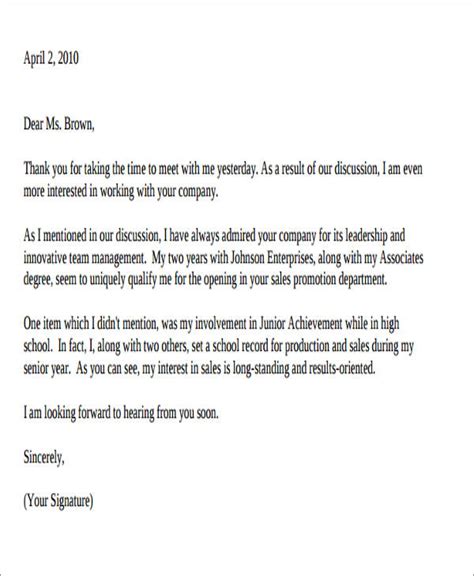 Post Interview Thank You Template