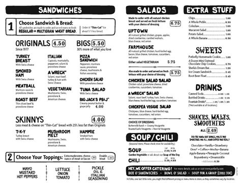 Potbelly Printable Menu