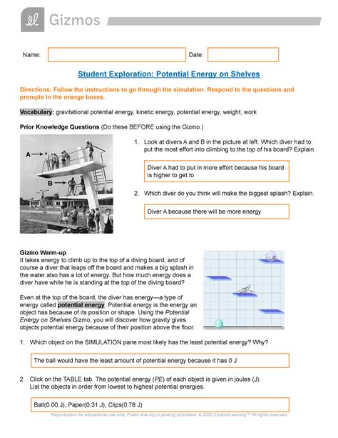 Potential Energy On Shelves Answers Kindle Editon