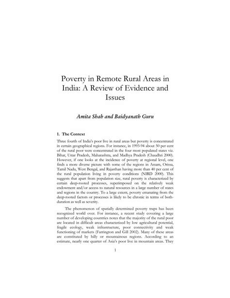 Poverty in Remote Rural Areas in India A Review of Evidence and Issues PDF