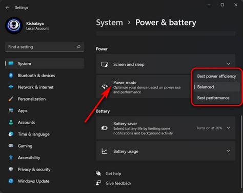 Power Management Settings: