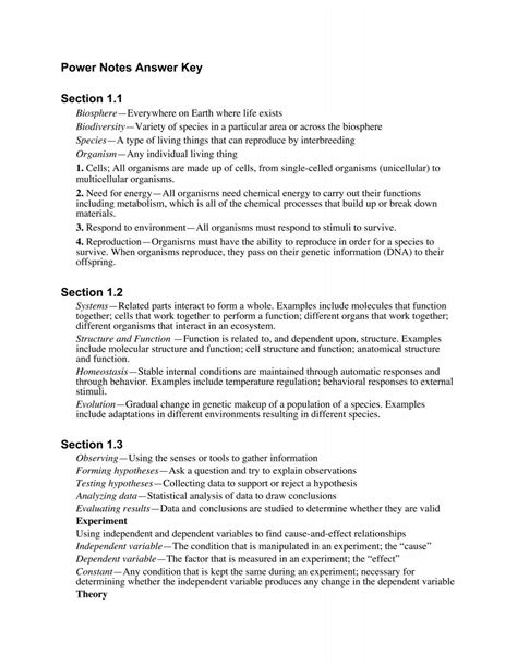 Power Notes Answer Key Epub