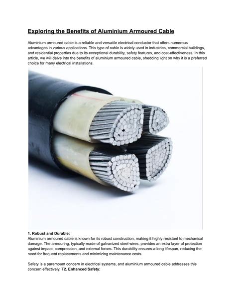 Power Up Your Projects: The Advantages of Aluminium Armoured Cable