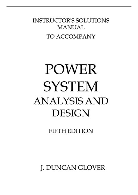 Power systems analysis solution manual glover Ebook PDF