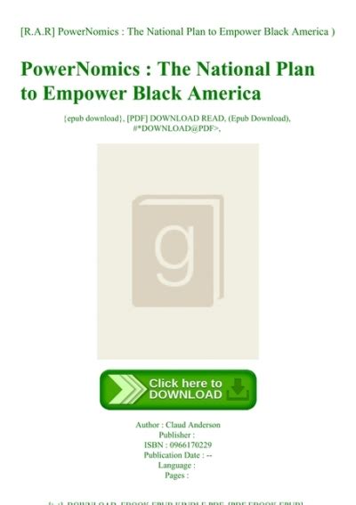 PowerNomics The National Plan to Empower Black America Epub