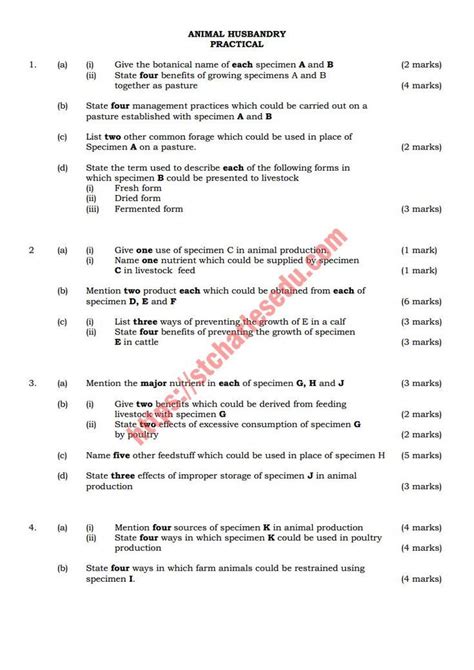 Practical Animal Husbandry Answers On Waec 2014 PDF