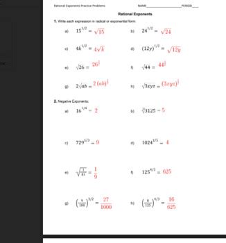 Practice 7 4 Rational Exponents Answers Reader