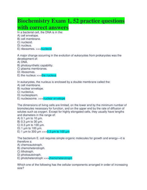 Practice Biochemistry Exam With Answers Epub