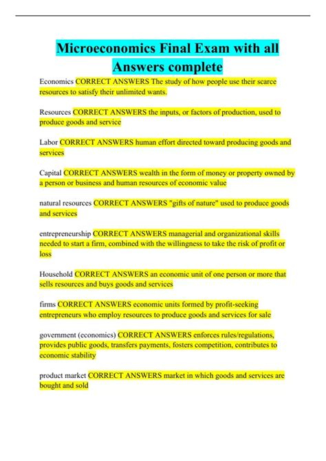 Practice Microeconomics Final Exam 2013 Answers Reader