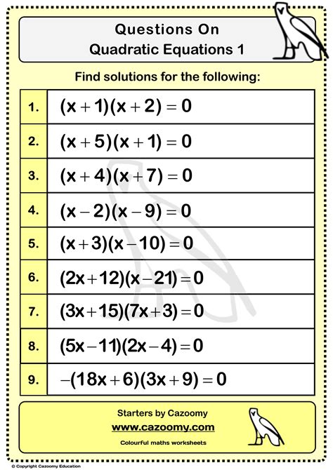 Practice Quadratic Equations With Answers PDF