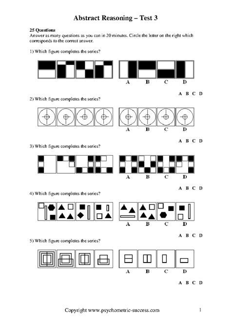 Practice Reasoning Test Answer Sheet PDF