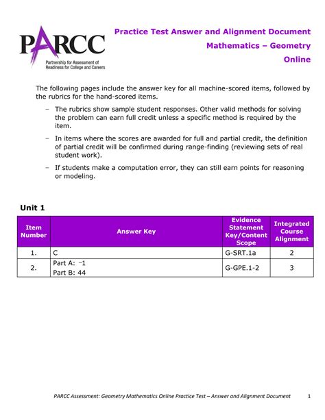 Practice Test Answer And Alignment Document Mathematics Doc