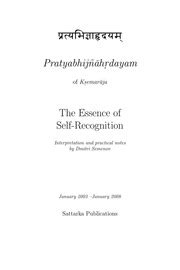 Pratyabhijnahrdayam of Ksemaraja The Essence of Self-Recognition/ Introduction with practical notes PDF