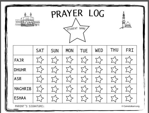 Prayer Chart Islam