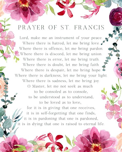 Prayer Of St Francis Printable