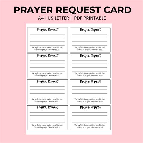 Prayer Request Cards Printable