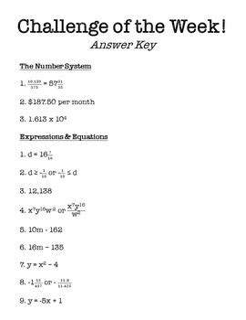 Pre Algebra 42 Challenge Answer PDF