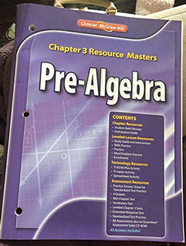 Pre Algebra Resource Masters Answers Epub