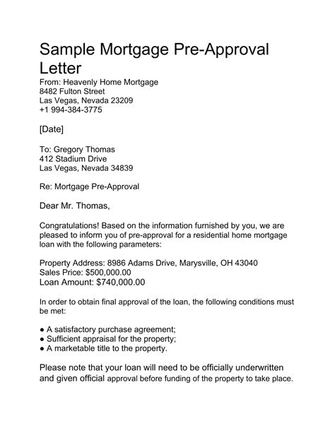 Pre Approval Letter Template