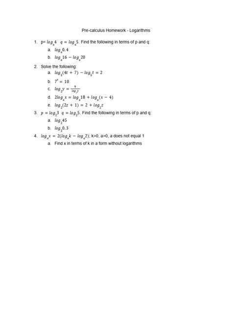 Pre Calculus Logarithms Exam And Answers Kindle Editon