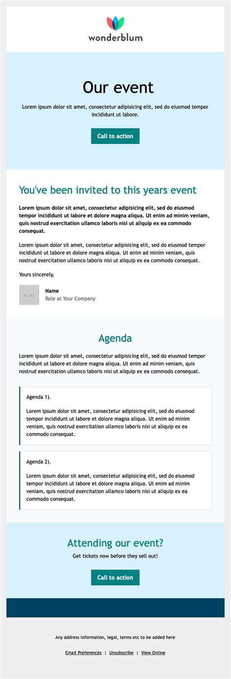 Pre Event Email Template