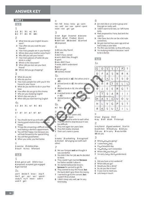 Pre Intermediate3 Workbook Answer Key Reader