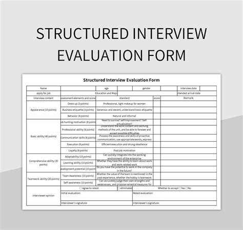 Pre Interview Assessment Structure