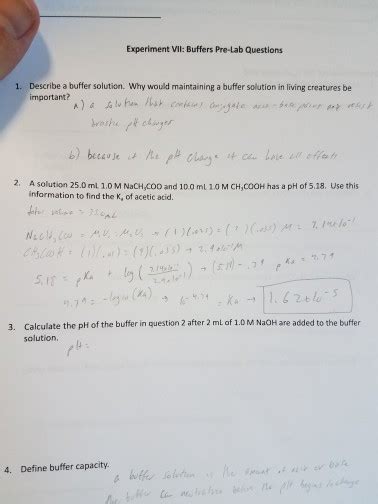 Pre Lab Questions For Properties Of Buffer Solutions Answers Doc