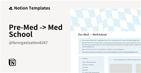 Pre Med Notion Template